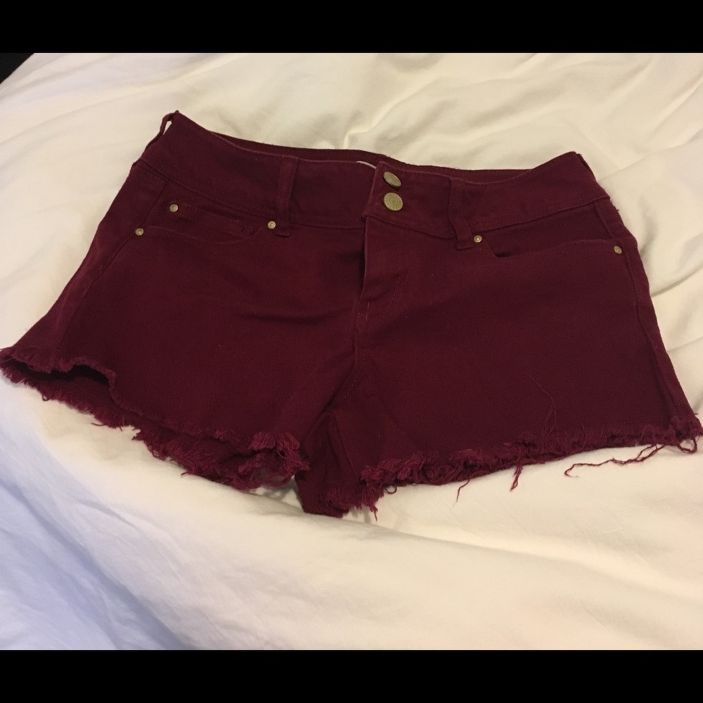 Refuge maroon cut off jean shorts